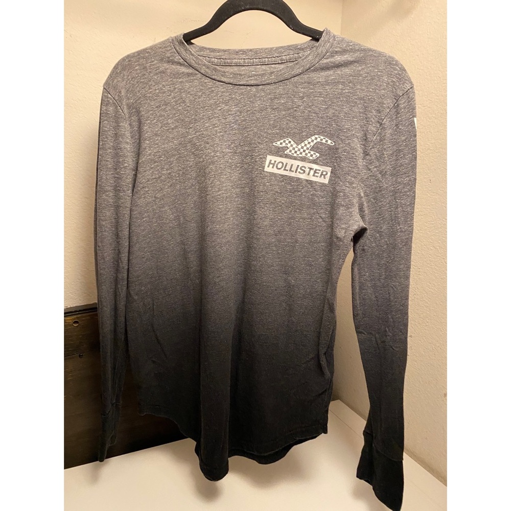 Mens Hollister Gray & Black Long Sleeve T-shirt